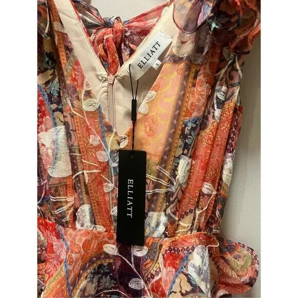 Elliatt ELECTRO RUFFLED MINI DRESS IN MULTI wedding birthday Vibe size S NWT$279 - Picture 10 of 10